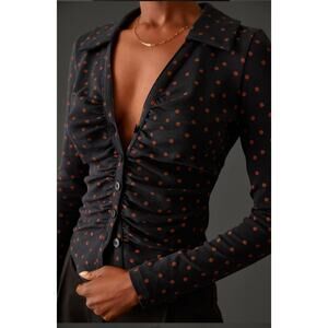 Maeve by Anthropologie Polka Dot Ruched Top